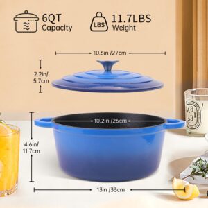 CookNexa 6QT Enameled Cast Iron Dutch Oven with Lid & Silicone Accessories, Round Dutch Oven Pot with Lid-Dual Handles, Oven Safe up to 500° F or on Stovetop, Kitchen Cookware for Bread Baking, Stew