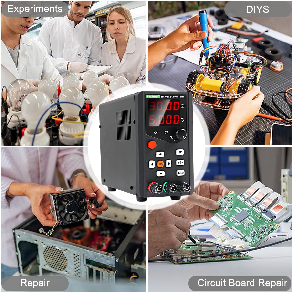 GALOOK DC Power Supply Variable, High Precision Bench Power Supply with Memory Storage, Variable Power Supply with Encoder Knob, 4-Digit LED Display Adjustable Regulated lab Power Supply