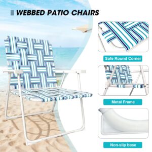 gaildon Webbed Folding Chairs for Outside, Aluminum Patio Beach Chairs for Outdoor Camp Lawn Lounge Backyard, Set of 2