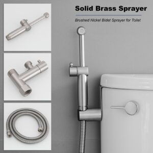 Bathfinesse Bidet Sprayer for Toilet, Solid Brass Handheld Bidet Attachment, Adjustable Water Pressure, Brushed Nickel