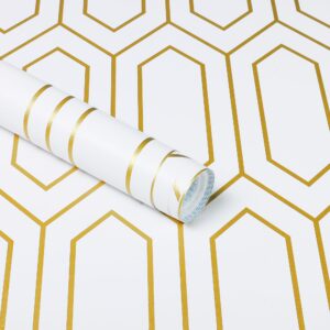 safiyya peel and stick wallpaper white and gold wallpaper geometric contact paper textured wallpaper modern wallpaper self adhesive removable wallpaper for bedroom vinyl roll 118"x17.3"