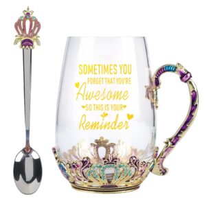 swthony fancy tea cup with spoon set birthday gifts for women, her, sometimes you forget you’re awesome, inspirational gifts, encouragement gifts for women, teacher, coworker, mom, friends christmas