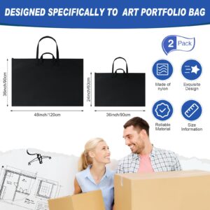 Abbylike 2 Pcs Art Portfolio Case 36 x 48 and 24 x 36 Inch Art Portfolio Storage Large Poster Board Bag Waterproof Poster Carrying Tote with Nylon Shoulder for Artwork, Poster, Sketching and Drawing