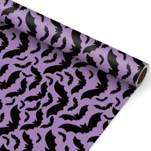 jarthenaamcs halloween wrapping paper - mini roll - 17 in x 32.8 ft purple black bats gift wrap paper for diy art craft halloween birthday party supplies