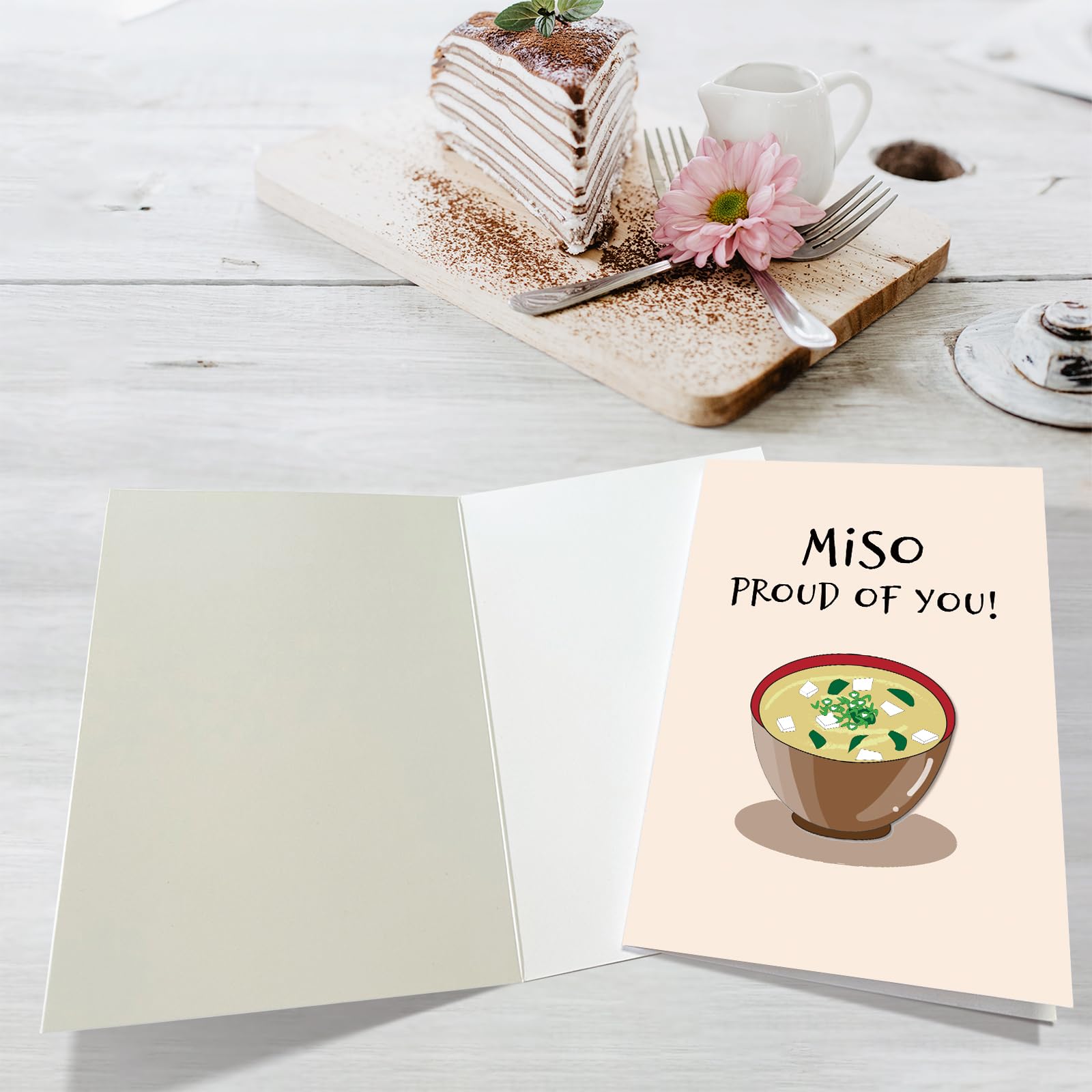 Obbyidk Funny Pun Miso Soup Proud of You Card, Cute Graduation Card for Her Him, Congratulations Card, I Am So Proud of You