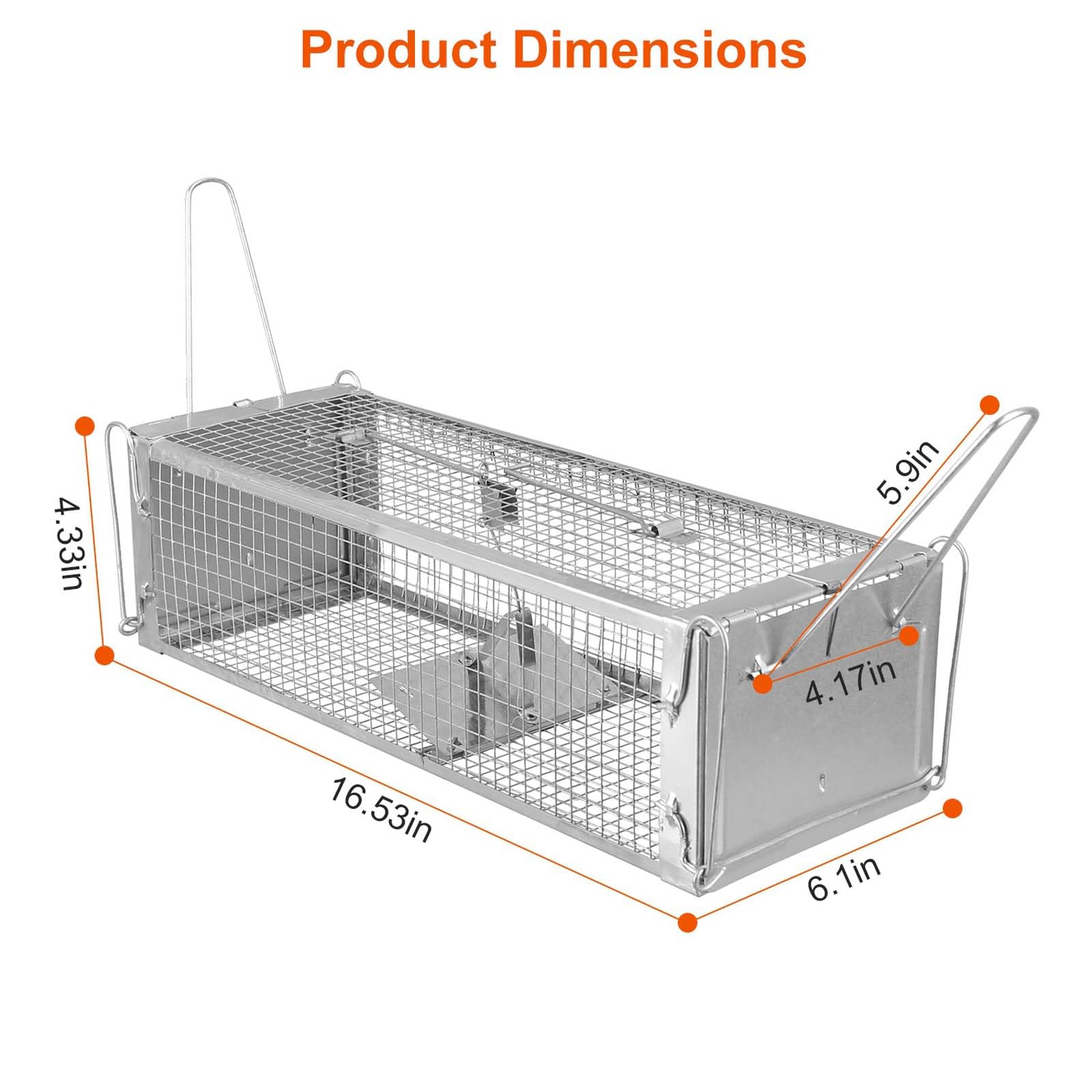 Humane Rat Trap, Mouse Traps Work for Indoor and Outdoor, 16x6x4 Inch Small Rodent Chipmunk Squirrel Trap and Other Live Animal Cage Catch and Release for Kitchen Yard Garage