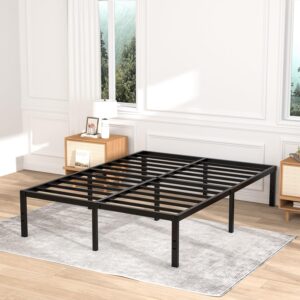 VENI HOME 16 Inch Full Bed Frame, Metal Platform Bed Frame with Steel Slats, Storage Space Under Frame, Easy to Assemble, No Box Spring Needed