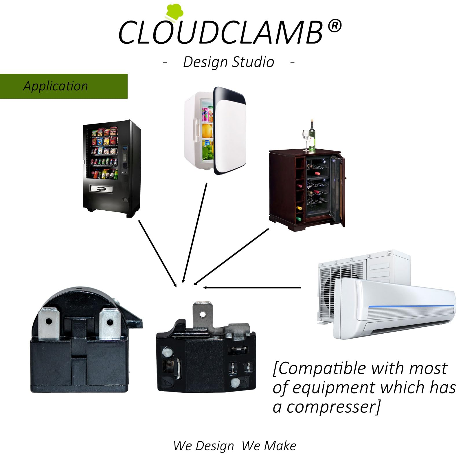 CLOUDCLAMB - Refrigerator Compressor Relay and Overload 2 Kits, 3Pins, Compatible with Mini Fridges and Coolers and Wine Cabinet (12R + 1/3HP)