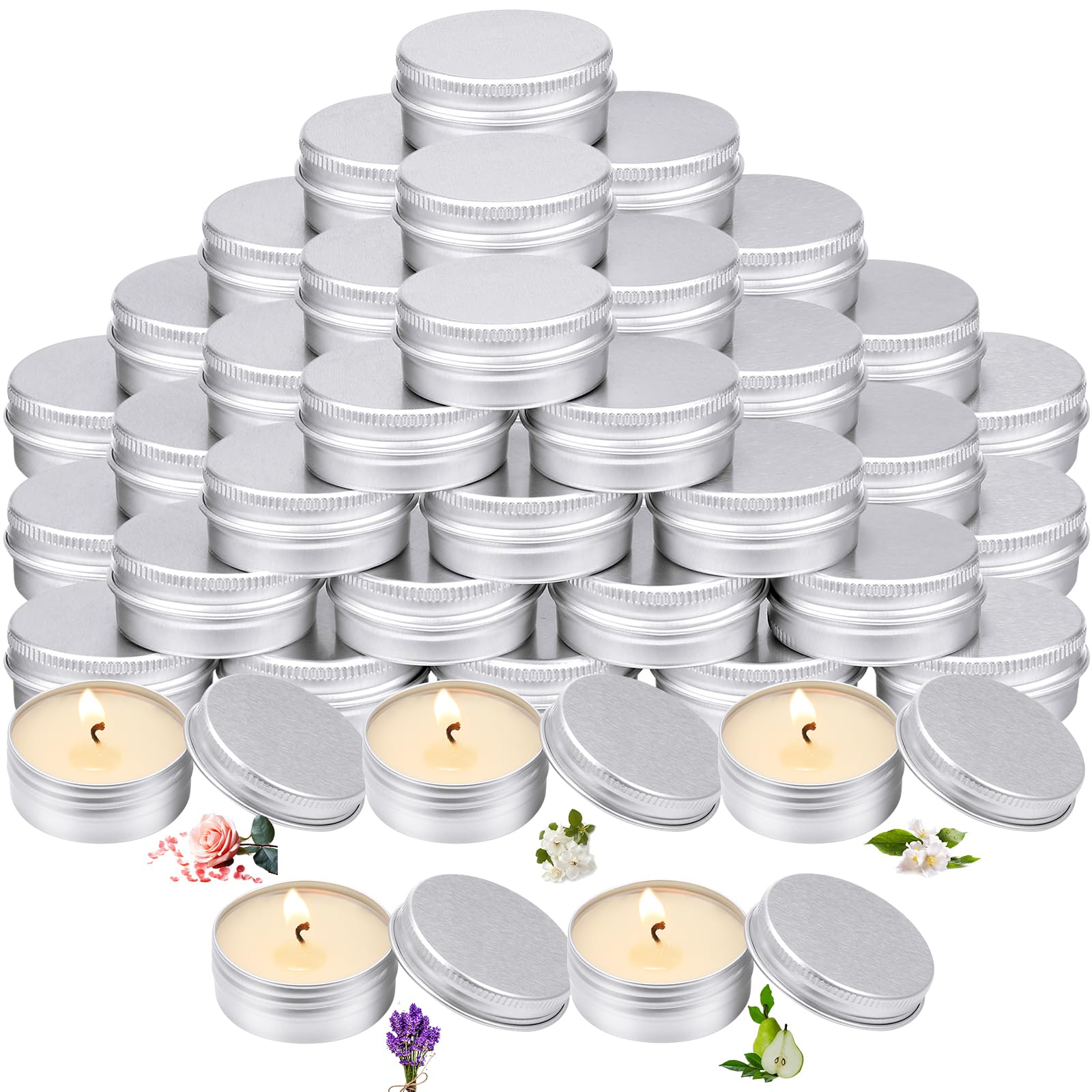 MTLEE 50 Pcs Scented Candles Gift Travel Tin Candle Aromatherapy Candle Favors for Christmas Winter Baby Shower Favors Wedding Gifts, Compound Scent Essential Oil(Wedding)