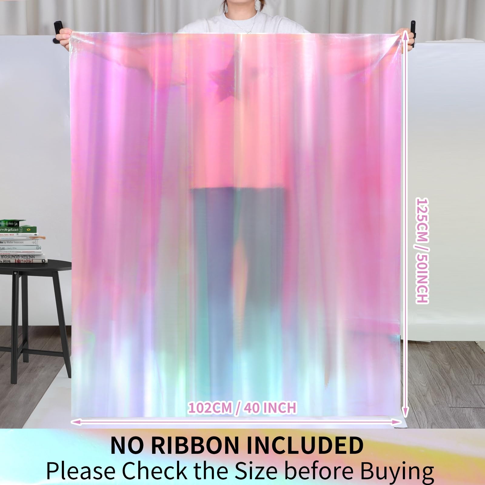 Iridescent Extra Large Cellophane Bags 40x50 Inch 3 PCS Cellophane Treat Bags Cellophane Wrap For Gift Baskets 2.5 Mil Thick