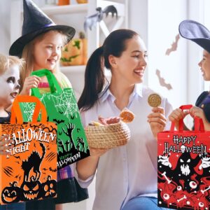 DULEFUN 6pcs Large Halloween Tote Gift Bags, Halloween Trick or Treat Bags with Handles Reusable Non-Woven Goodie Candy Bags for Gifts Wrapping Halloween Party Favor Supplies