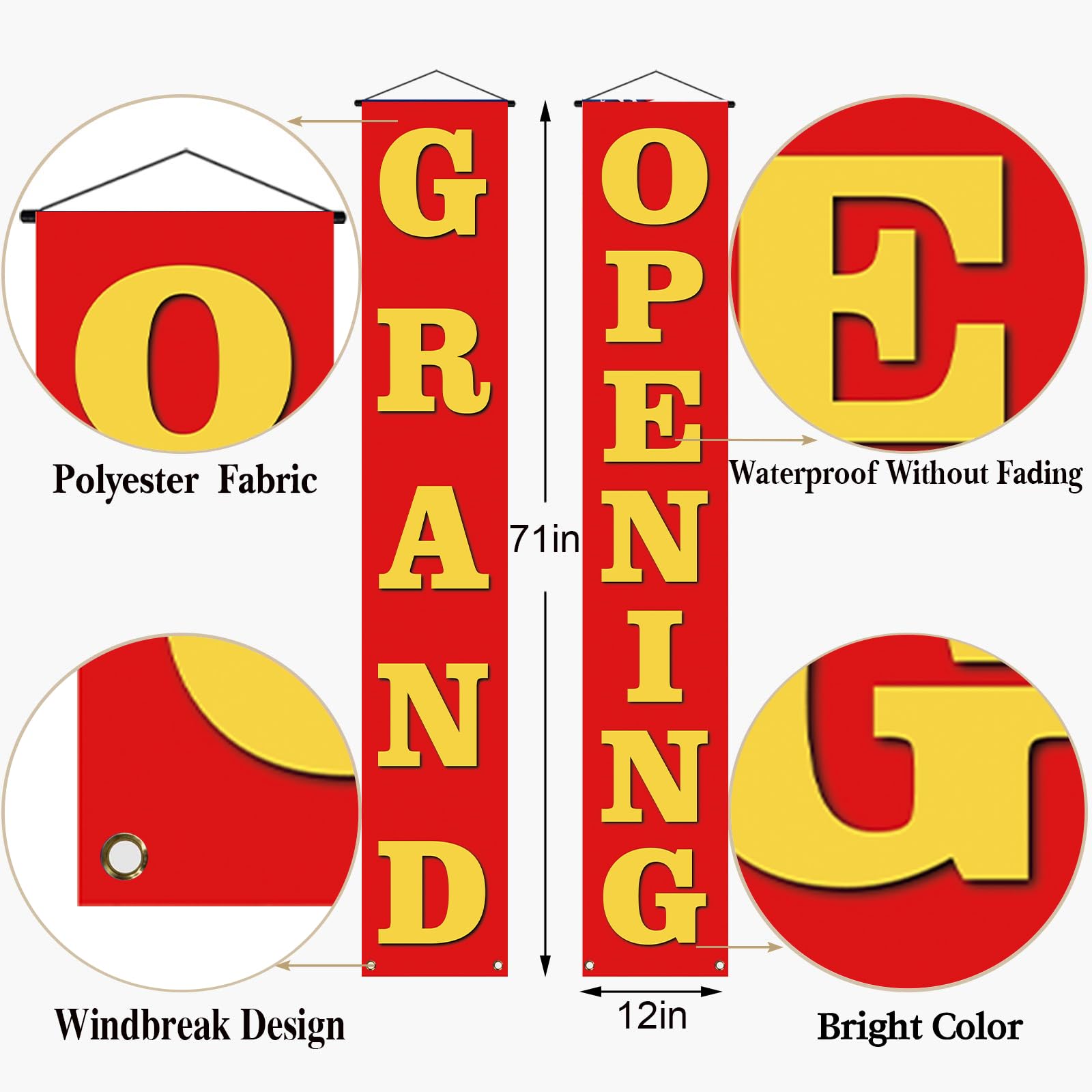 Grand Opening Decorations Outdoor Red Grand Opening Porch Sign Banner New Store Restaurant Grocery Cafes Shop Advertising Business Start Sign