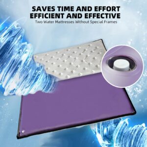 Free Flow Full Wave Mediume Water Bed, Square Purple Durable PVC Foldable Water Bed Set with Smart Thermostats, No Frame Needed Softside Water Bed, Water Beds for Adults, Elderly (Queen)