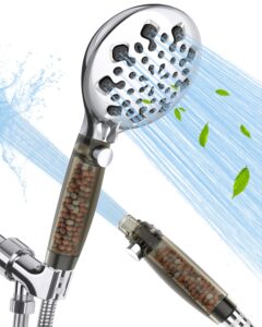 high pressure 10 spray mode filtered shower head with handheld, shower head filter for hard water - reduces dry itchy skin, extra long 79 inch stainless steel hose & adjustable bracket