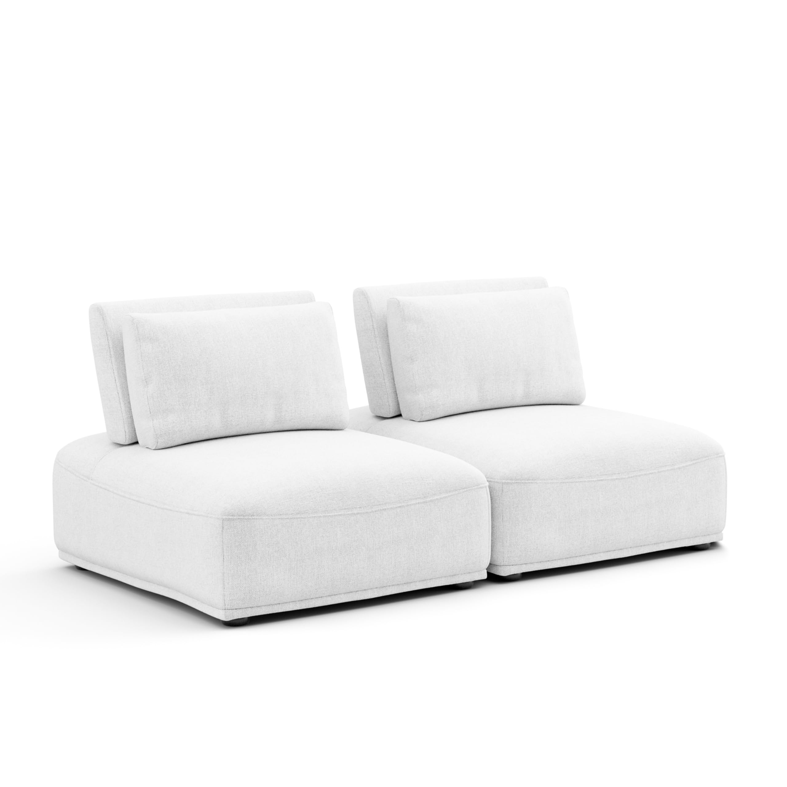 Furniture of America Tatiana Modern Chenille 2-Seater Modular Sectional Sofa with Adjustable Backrest for Living Room, Office, Free-Combined, FSC & Oeko TEX Certified, White