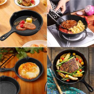 AISIBO 4 Inch Small Cast Iron Skillet, Pre Seasoned Mini Cast Iron Skillet, Camping Nonstick Frying Pan for Baked Brownie, Cookie, Egg Cakes Pan (Black)