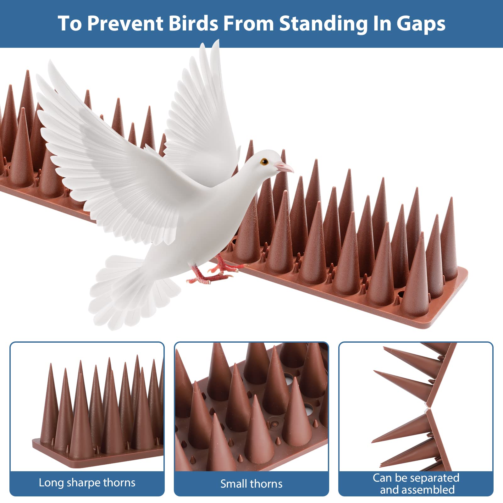 Bird Spikes, 30 Pack Bird Squirrel Raccoon Pigeon Cat Animal Deterrent Spikes for Outside Anti Bird Defender Spikes Outdoor to Keep Birds Away