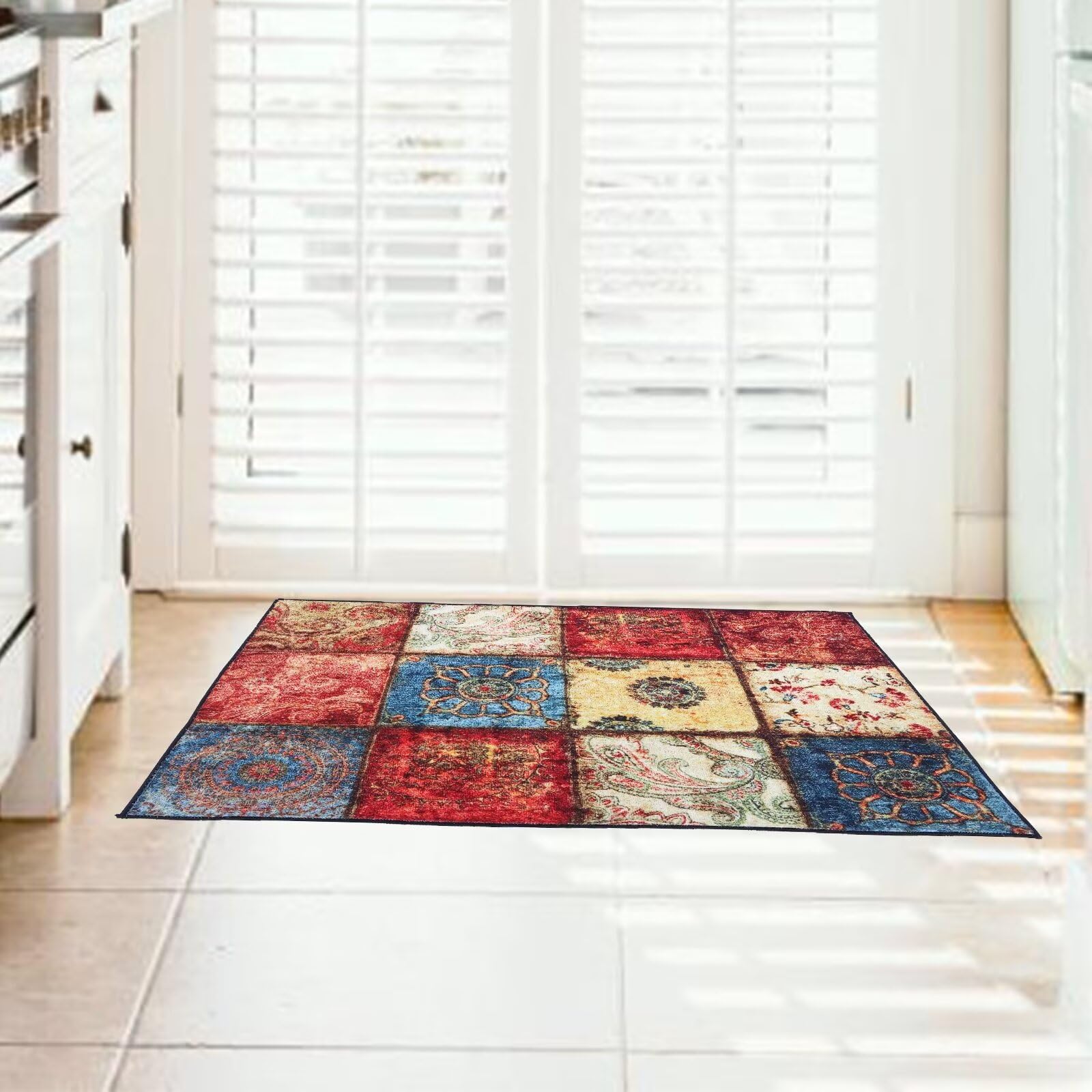 Indoor Door Mat, 2x3 Washable Non-Slip Area Rug for Entryway, Kitchen, Front Door, Kids Room, Durable and Absorbent Entry Rug, Low Pile Throw Rug for Home Entrance, Hardwood Floors