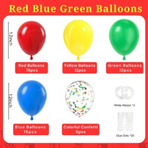 BAUANOOY Red Yellow Blue Green Balloons, 60pcs 12 Inch Latex BaIloons Colourful Confetti BaIloons for Baby Shower Carnival Circus Birthday Party Decorations