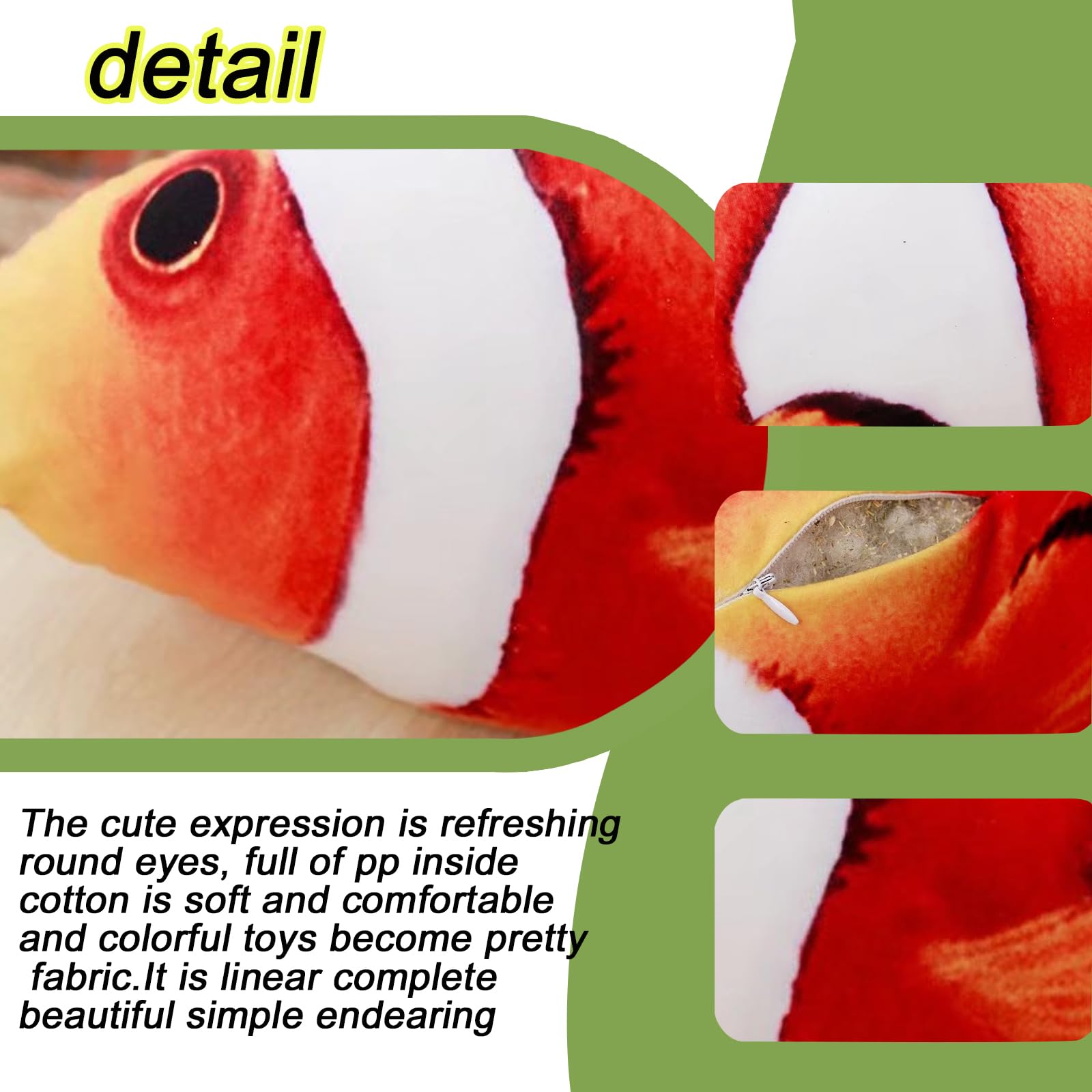 XiRiDa Fish Stuffed Animal Plush Toys Plushie Decor Hug Throw Pillow Gift for Kid 15.7"