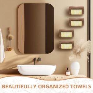 White Wood Towel Racks for Bathroom - Set of 4 Wall Towel Racks Versatile Hanging Towel Organizer Wood Towel Holder for Rolled Towels Spa Blanket Yoga Mat – Easy Installation Eco-Friendly