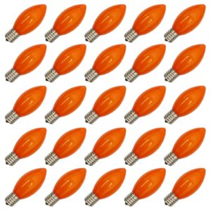 sunsgne 25 pack c9 led outdoor christmas orange light bulbs, c9 plastic shatterproof led replacement bulbs for christmas outdoor patio string lights, e17 intermediate base - 0.6 watts