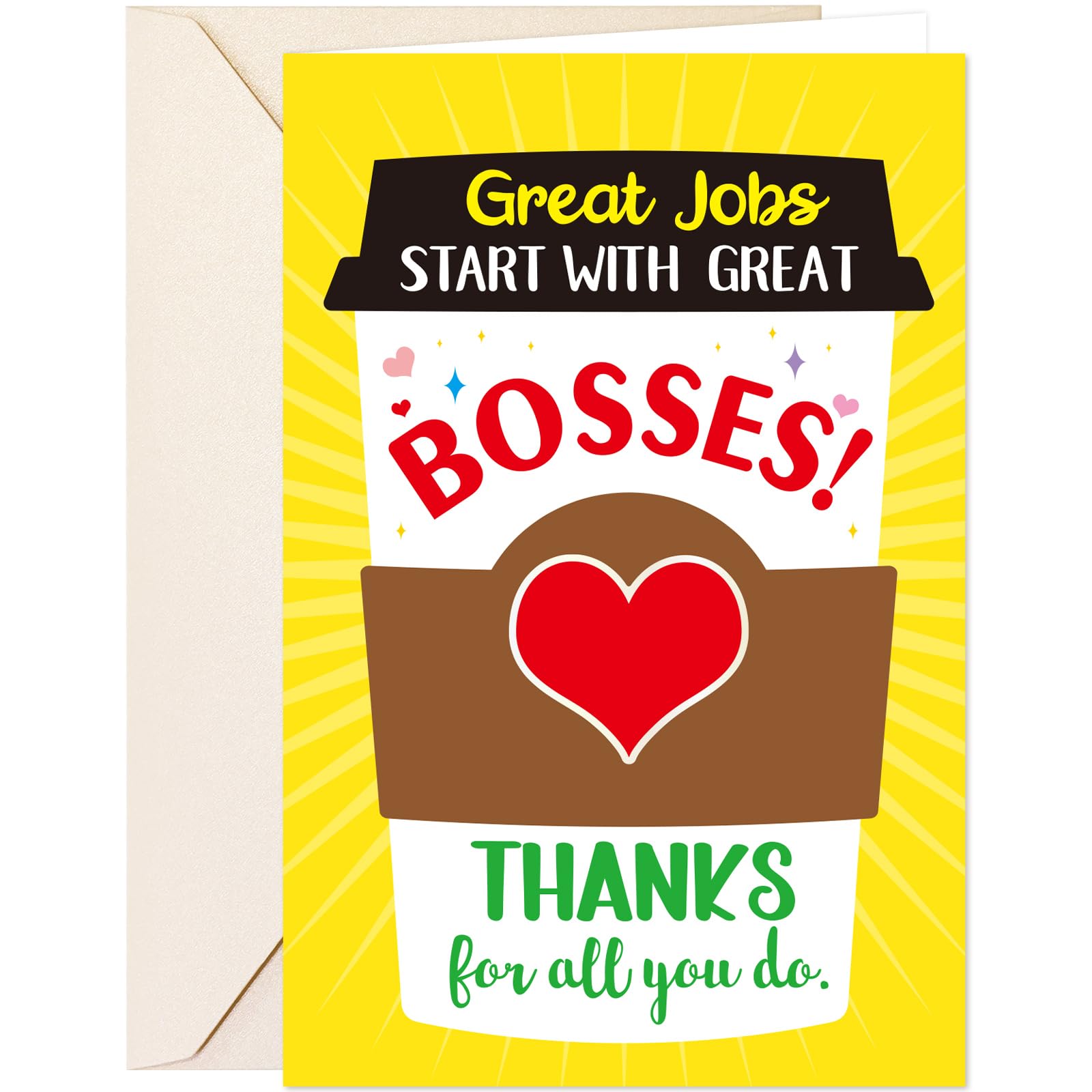 ceiba tree Boss's Day Card Thank You Card from Employees with Envelope Happy Boss Day Greeting Card for Leader Employer Men Women