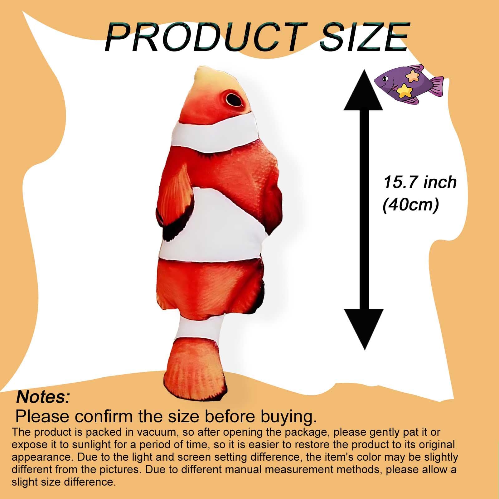 XiRiDa Fish Stuffed Animal Plush Toys Plushie Decor Hug Throw Pillow Gift for Kid 15.7"