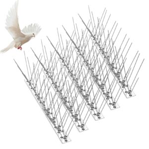 yeasing bird spike for pigeons 5pack bird spikes 25cm fence animal deterrent bird repellent set pigeon spikes long seagull cat intruder deterrents for roofs and windows, sliver