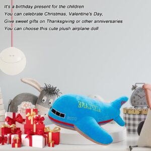 XiRiDa Airplane Plush Aircraft Toy Stuffed Blue Plane Pillow Gifts for Boys Kids 15.7"