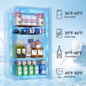 Urbansync Beverage Refrigerator and Cooler, 3.2 Cu.Ft Mini Fridge with Glass Door for Soda Beer or Wine, Freestanding Small Drink Dispenser, Digital Temperature Control, Home, Bar, Office.