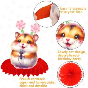 Hamster Honeycomb Centerpieces 11Pcs Hamster Birthday Party Decorations Hamster Table Decorations Guinea Pig Centerpeces for Table Hamster Theme Baby Shower Supplies