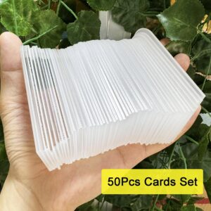 TETOU 50Pcs Acrylic Place Card for Wedding Frosting DIY Table Seating Cards Wedding Supplies with Blue Ribbon