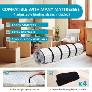 Mattress Vacuum Bag for Moving, Vacuum Seal Bag for Queen Full Size Memory Foam/Latex Mattress Up to 14 Inch, Mattress Compression Vacuum Bag with 4 Adjustable Straps (Queen/Full/Full-XL)