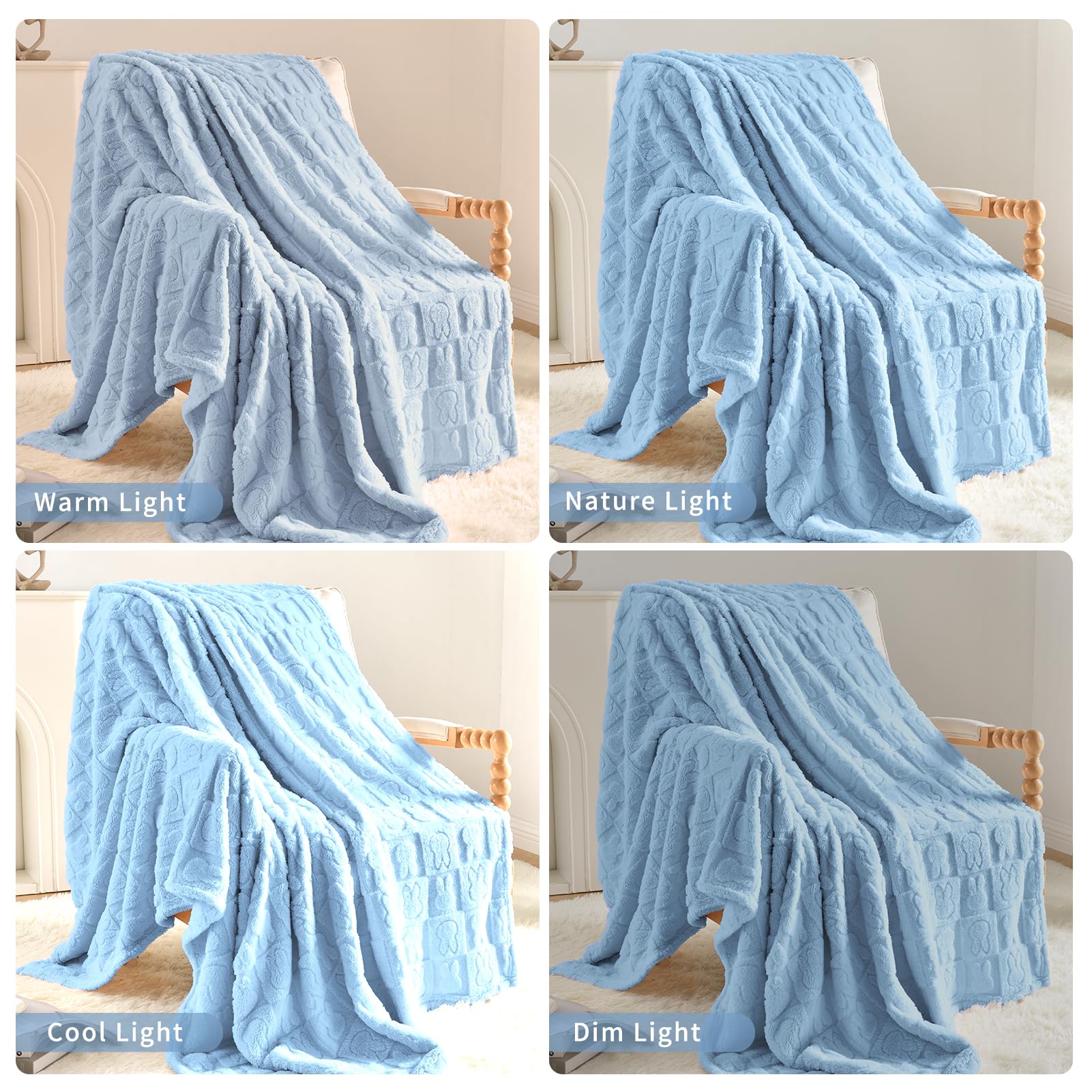 GIOKARNNA Bunny Checkered Throw Blankets,Soft Warm Blankets for Lover Women Men Friends Gifts Pets,Lightweight Fuzzy Blanket for Couch Sofa Bed Travel and Camping(Blue,50"x60")