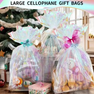 Iridescent Extra Large Cellophane Bags 40x50 Inch 3 PCS Cellophane Treat Bags Cellophane Wrap For Gift Baskets 2.5 Mil Thick