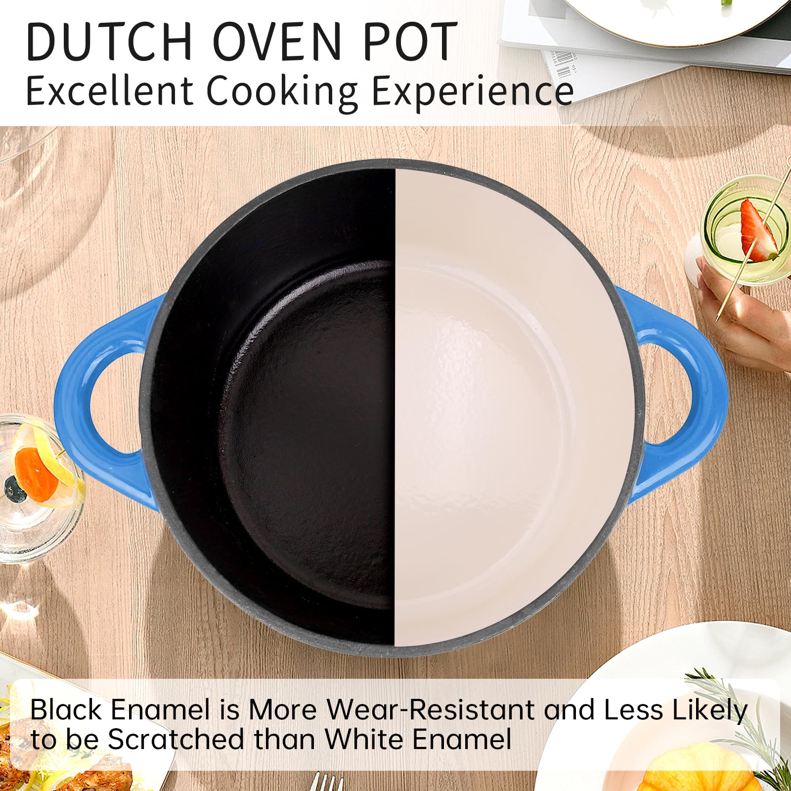 CookNexa 6QT Enameled Cast Iron Dutch Oven with Lid & Silicone Accessories, Round Dutch Oven Pot with Lid-Dual Handles, Oven Safe up to 500° F or on Stovetop, Kitchen Cookware for Bread Baking, Stew