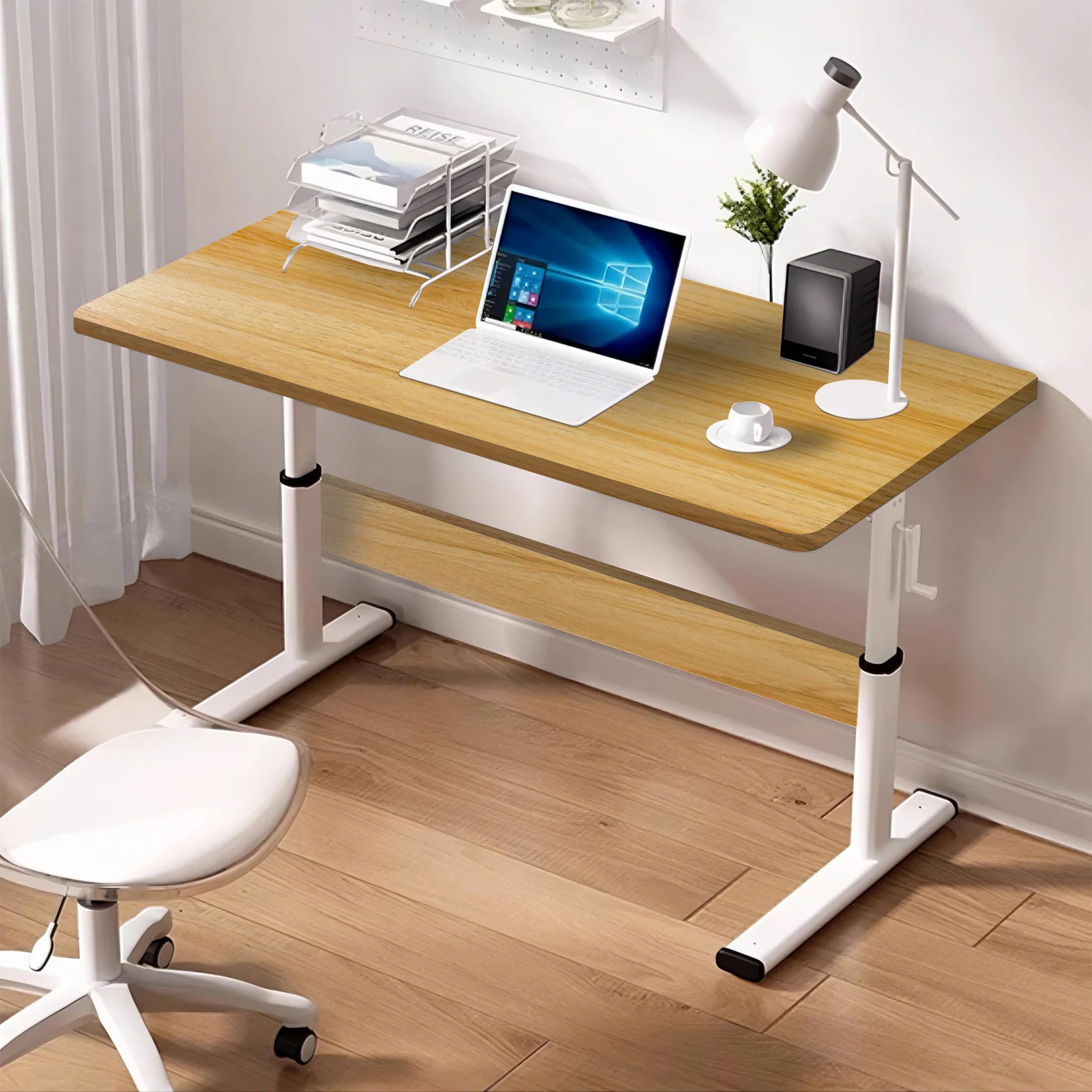 XUEGW Manual Adjustable Desk, Height Adjustable Standing Desk, Ergonomic Home Office Computer Workstation Writing Desk for Study Room, Bedroom