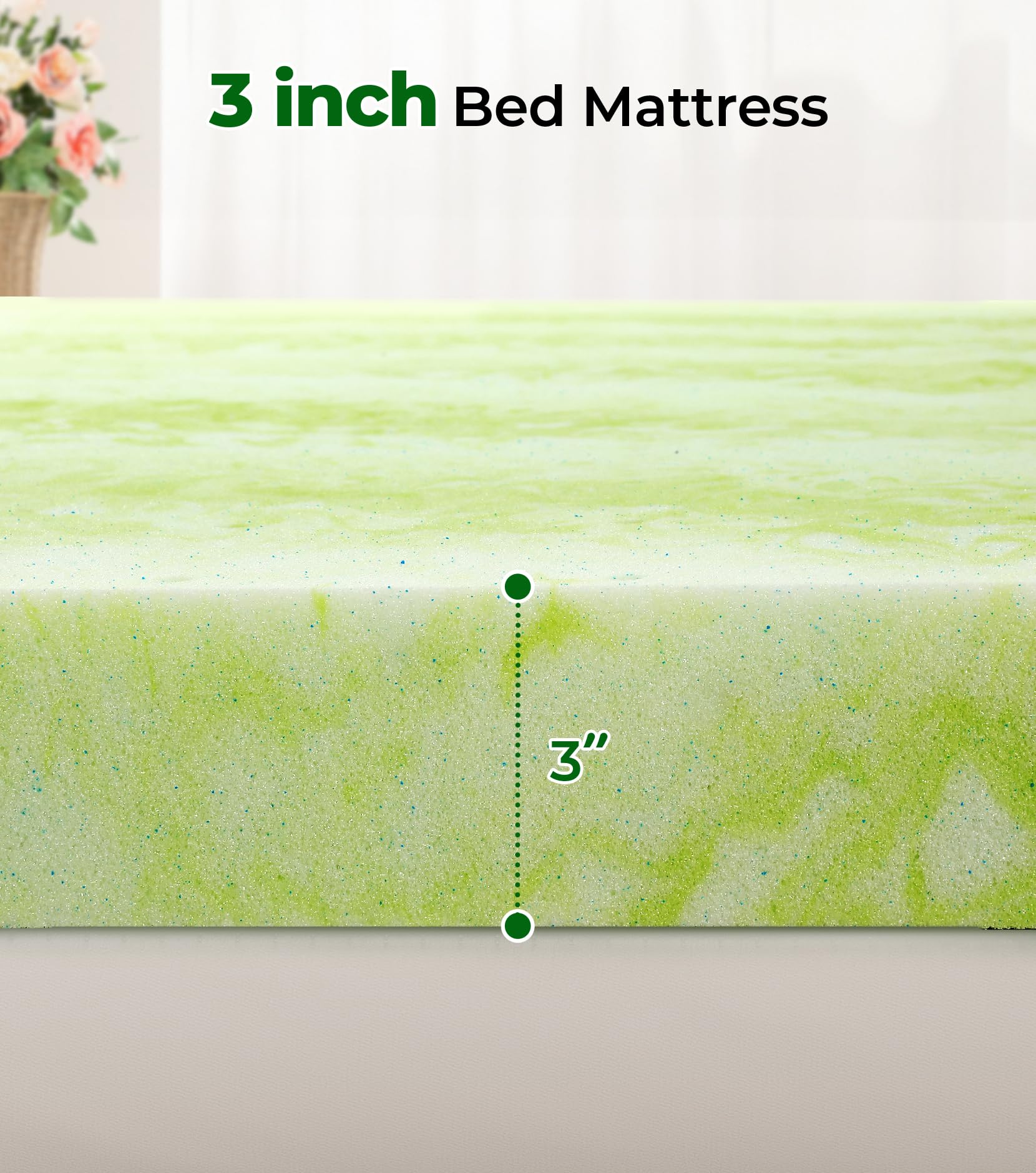 2024 New Twin Mattress Topper for Back Pain, 3 Inch Memory Foam Mattress Topper, Gel Cooling Mattress Topper, Slow-Rebound Foam Pad, Pressure Relieving Bed Topper Twin