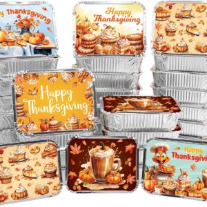 WorldBazaar Thanksgiving Aluminum Containers with Lids 36PCS Thanksgiving Leftover To Go Containers Disposable Fall Turkey Foil Pans Food Sacks Storage Thanksgiving Party Supplies