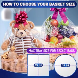 5Pcs Gift Basket Wrapping Plastic Bags - 32"x40" Gift Basket Shrink Wrap Bags for Gift Baskets Raffle Basket Wrap - Gift Basket Wrap Clear Basket Wrapping Bags Large Cellophane Bags for Gift Baskets