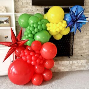 BAUANOOY Red Yellow Blue Green Balloons, 60pcs 12 Inch Latex BaIloons Colourful Confetti BaIloons for Baby Shower Carnival Circus Birthday Party Decorations