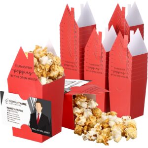 hoolerry 50 pcs mini open house shaped popcorn boxes with tag holder thanks open house tag business card house shaped paper gift boxes popcorn candy biscuits boxes for estate agent favors supplies