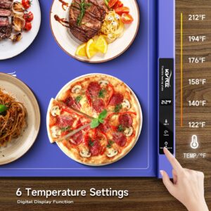 Warming Mat for Food,Full Surface Fast Heating,Roll Up Portable Food Warming Mat,6 Temperature Settings,Silicone Food Warmer with Longer Power Cord for Party,Buffets,Gathering,Holidays-25x16inch