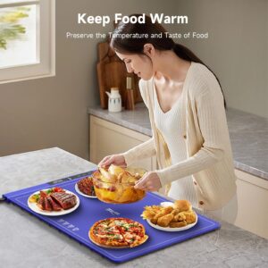 Warming Mat for Food,Full Surface Fast Heating,Roll Up Portable Food Warming Mat,6 Temperature Settings,Silicone Food Warmer with Longer Power Cord for Party,Buffets,Gathering,Holidays-25x16inch