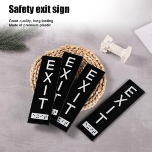 4pcs Vertical Exit Sign with Braille, 7x2 Inch Acrylic Exit Signs for Business Ada with Mounting Adhesive Strip Raised Letters ADA Exit Sign for Indoor Outdoor Use