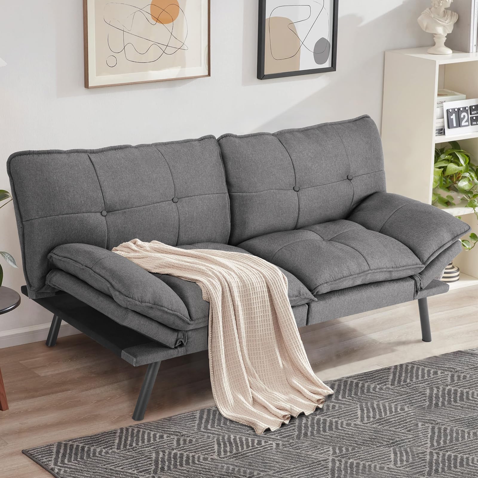 DUMOS futon Sets Sofabed, Dark Grey