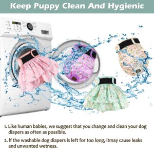 Washable Female Dog Diapers Skirt(4 Pack) - Reusable Doggie Diapers with Adjustable Snaps, High Absorbency Leak-Proof Puppy Diapers for Female Dog in Heat, Period, Incontinence XL