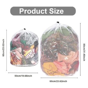 simarro 2Pcs Large Laundry Mesh Bags, Reusable Laundry Bag with Drawstring Travel Laundry Bag Heavy Duty Dirty Clothes Washing Machine Bag for Cloths Blouse Underwear(23.6x19.7inch+31.5x23.6inch)