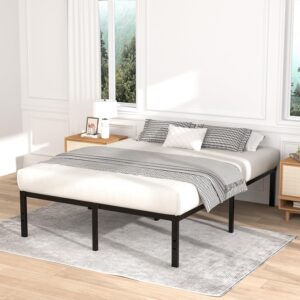 VENI HOME 16 Inch King Bed Frame, Metal Platform Bed Frame with Steel Slats, Storage Space Under Frame, Easy to Assemble, No Box Spring Needed